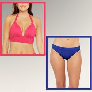 La Blanca 2-piece Shirred Banded Halter Bikini Top with Hipster Bottoms